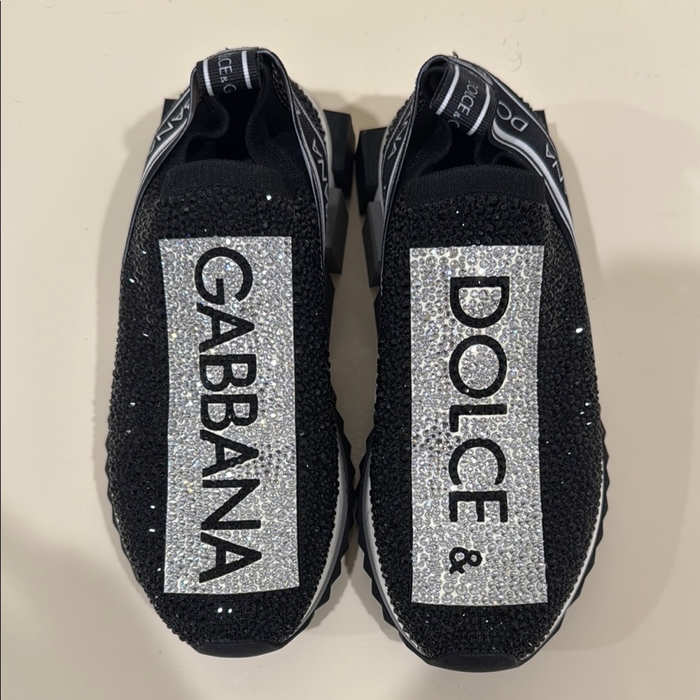 Dolce & Gabbana Black and Silver Slip-On Sneakers